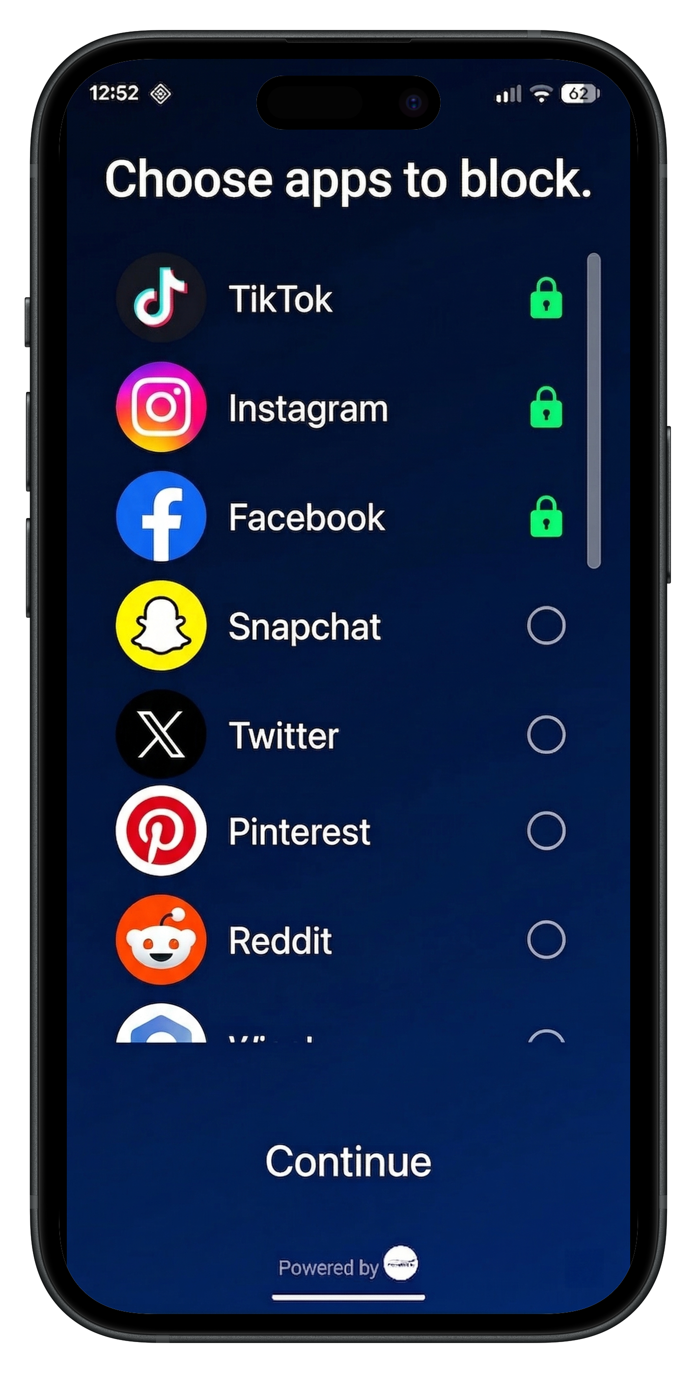 App Selection Screenshot