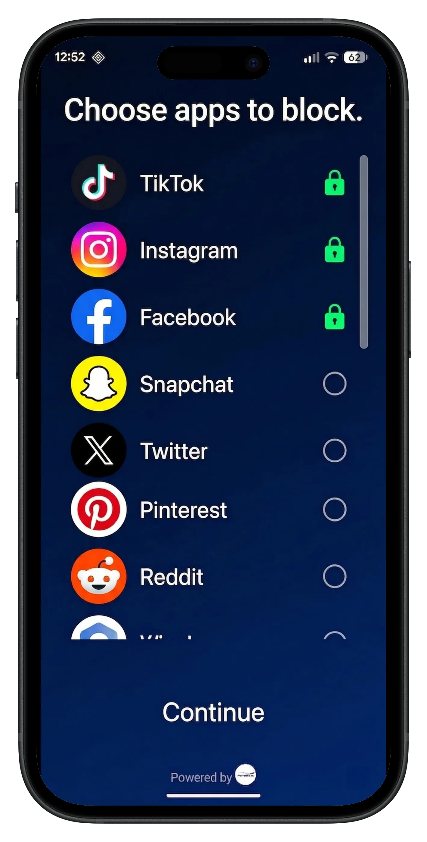 App Selection Screenshot